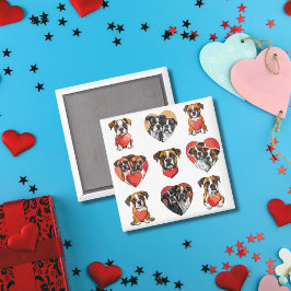 Sweet Boxer Hund och Heart Watercolor Magnet