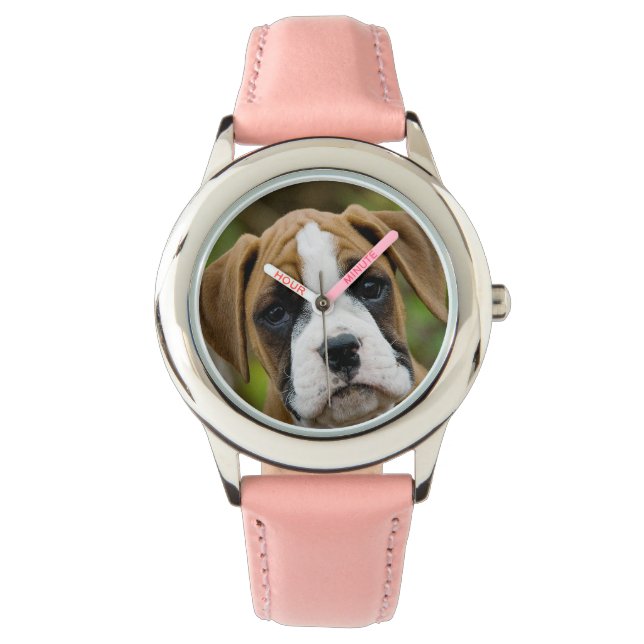 Sweet Boxer Puppy Hund Photo Girls Wristwatch Armbandsur (Framsida)