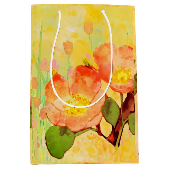 Sweet Briar Yellow Pinks Floral Gift Bag (Framsidan)
