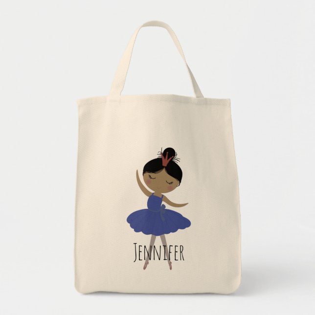 Sweet Brown Skin Girl Ballerina Tote Bag Tygkasse (Framsidan)