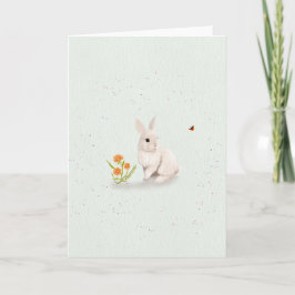 Sweet Bunny and Butterfly 5x7 Greeting Card  Kort