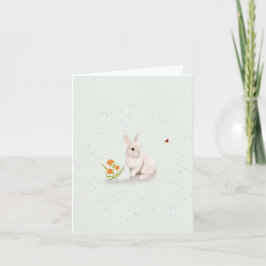 Sweet Bunny and Butterfly Small Greeting Card  Tack Kort