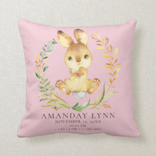 Sweet Bunny Baby Birth Stats Pillow Kudde
