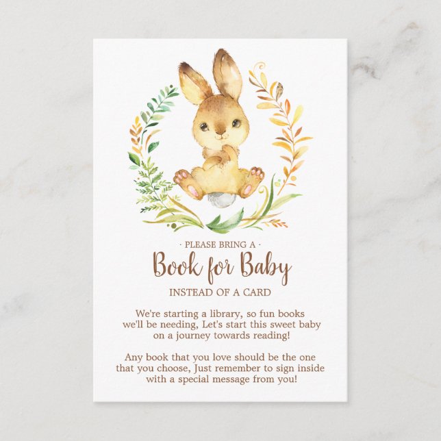 Sweet Bunny Baby Shower Bok för Baby Card Tilläggskort (Framsida)