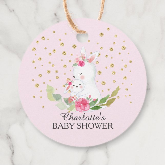 Sweet Bunny Baby Shower Favor Gift-Märkre Gåvor Etiketter (Baksida)