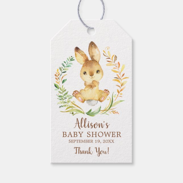 Sweet Bunny Baby Shower Favor Gift-Märkre Presentetikett (Framsidan)
