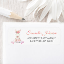 Sweet Bunny Blommigt Baby Shower Returadress Returadress Etikett