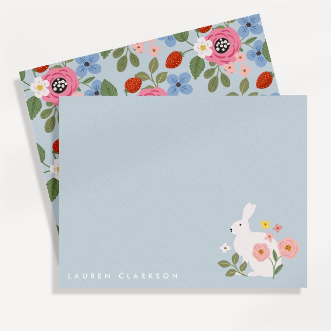 Sweet Bunny Floral Easter Note Card Inbjudningar (Skapare uppladdad)