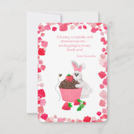 Sweet Bunny Hugger Cupcoa Strawberry Birthday Tack Kort