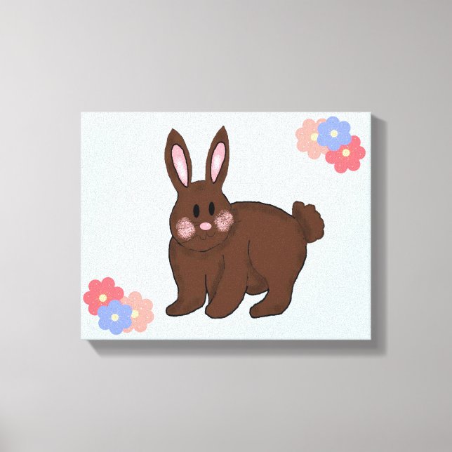 Sweet Bunny med Flowers Canvastryck (Framsida)