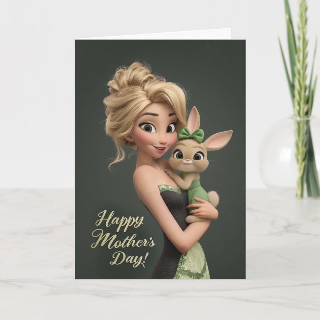 Sweet Bunny Mother’s Day Card for Mom Kort (Framsida)