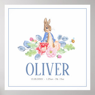 Sweet Bunny Rabbit Anpassat namn, Nyfödd bebis B Poster