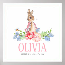 Sweet Bunny Rabbit | Anpassningsbar Nyfödd bebis B Poster