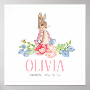 Sweet Bunny Rabbit Anpassningsbar Nyfödd bebis B Poster