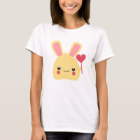 Sweet Bunny Rabbit Ansikte Holding a Heart på en S