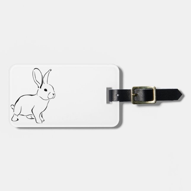 Sweet Bunny Rabbit Cute Nature Tecknad Art Bagagebricka (Horisontell Framsida)