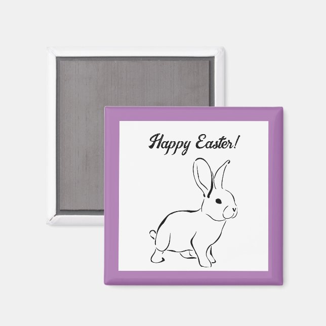 Sweet Bunny Rabbit, Cute Vår eller Påsk Tecknad Magnet (Front/Back)