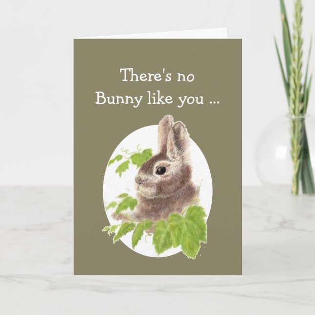 Sweet Bunny Rabbit Fun Birthday card Kort (Framsida)