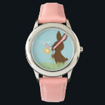 Sweet Bunny Rabbit Personlig Armbandsur<br><div class="desc">Den här fina barnen har en ljuvlig vektorbild av en kanin som håller en blomma och kan vara personlig med ditt barns namn,  monogram,  ursprungstext eller valfri anpassningsbar för perfekt.</div>