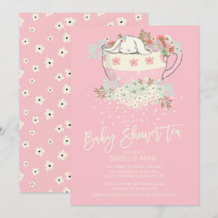 Sweet Bunny Tea Rosa Girls Baby Shower-inbjudninga Inbjudningar