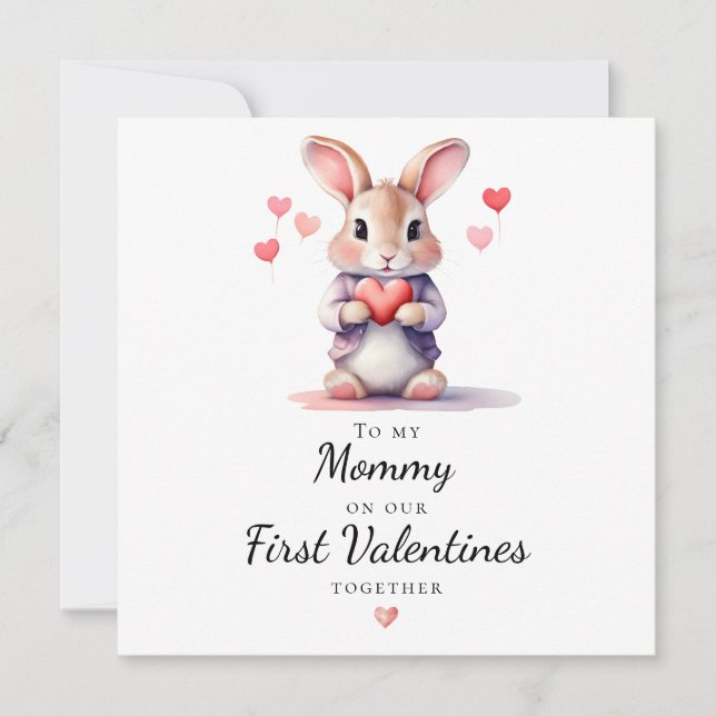 Sweet Bunny To My Mommy on Our First Valentine Julkort (Framsida)