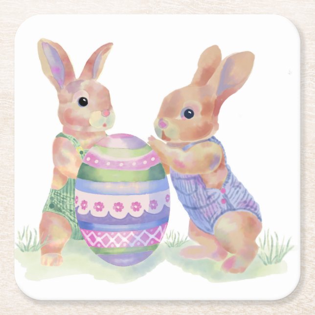 Sweet Bunny Underlägg Papper Kvadrat (Framsidan)