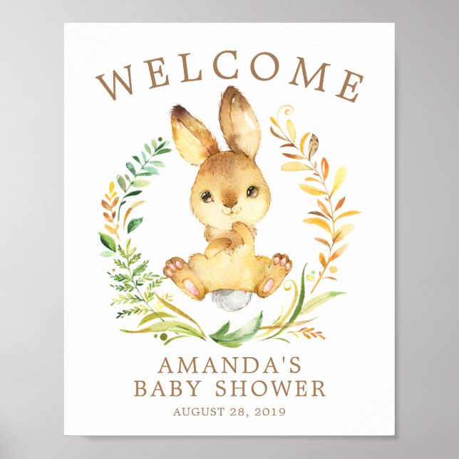 Sweet Bunny Welcome Baby Shower Poster (Framsidan)