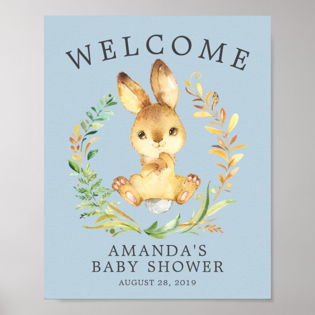 Sweet Bunny Welcome Baby Shower Poster (Framsidan)