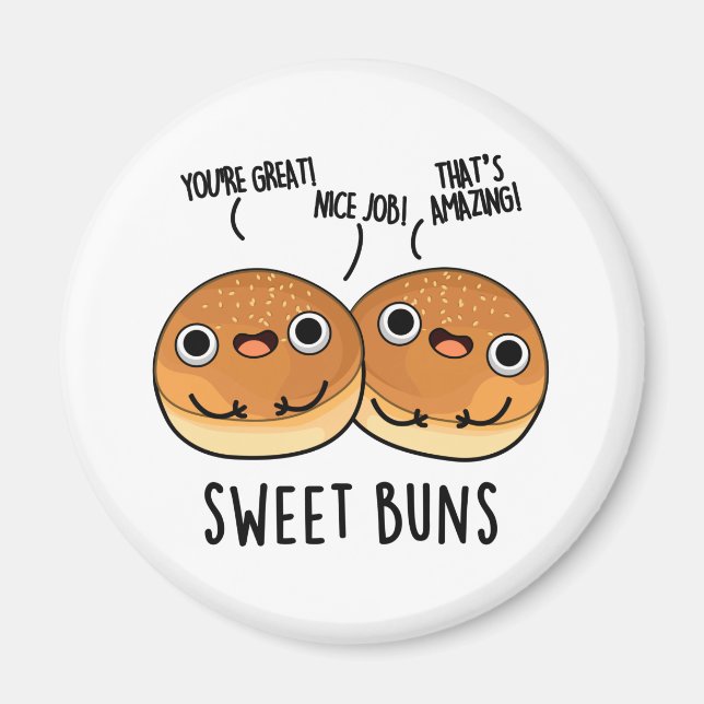 Sweet Buns Funny Baking Pun Magnet (Framsidan)