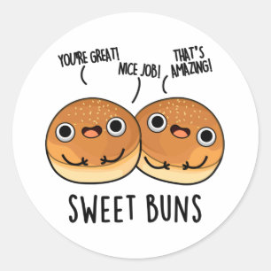 Sweet Buns Funny Baking Pun Runt Klistermärke