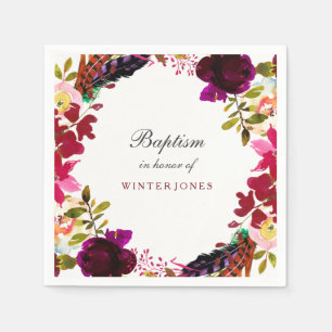 Sweet Burgundy Lila Blommigt Utandningsutslag Bapt Pappersservett