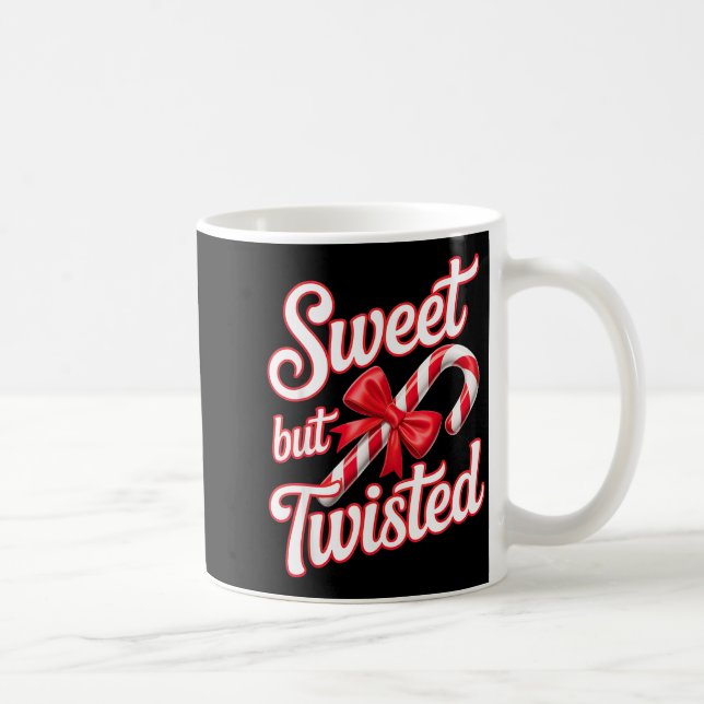 Sweet But Twisted Candy Cane Funny Christmas  Kaffemugg (Höger)