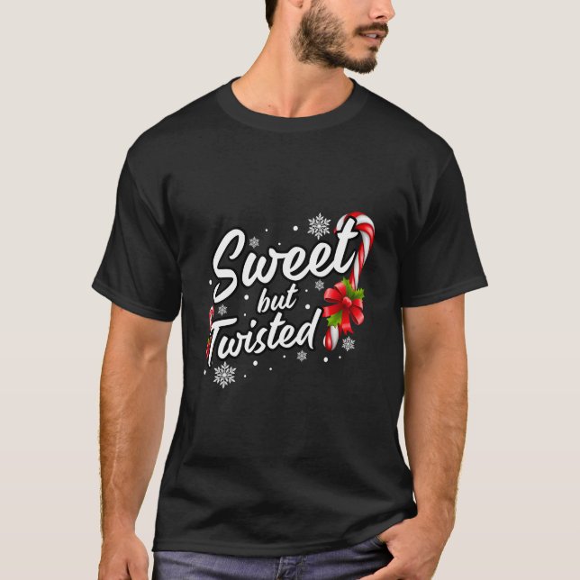 Sweet But Twisted Candy Cane T Shirt (Framsida)