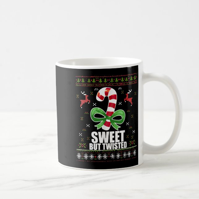 Sweet But Twisted Funny Candy Cane Ugly Christmas  Kaffemugg (Höger)