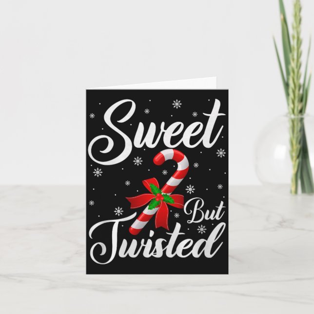 Sweet But Twisted Funny Christmas Candy Cane Premi Kort (Framsida)