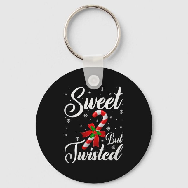 Sweet But Twisted Funny Christmas Candy Cane Premi Nyckelring (Framsida)