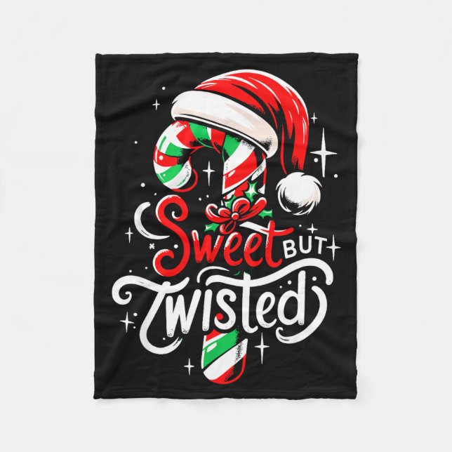 Sweet But Twisted Funny Christmas Candy Cane Xmas  Fleecefilt (Framsidan)