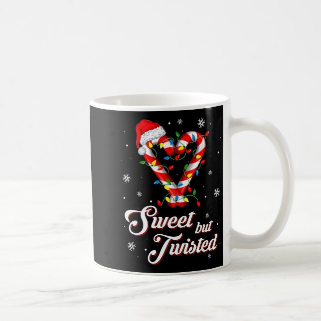 Sweet But Twisted Funny Christmas Candy Cane Xmas  Kaffemugg (Höger)
