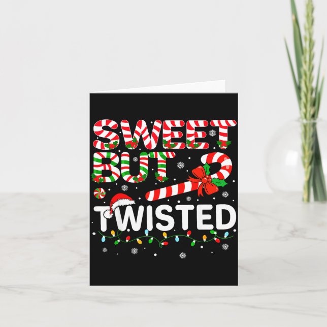 Sweet But Twisted Funny Christmas Candy Cane Xmas  Kort (Framsida)