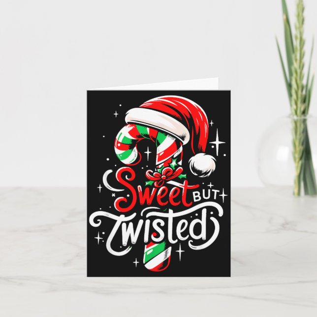 Sweet But Twisted Funny Christmas Candy Cane Xmas  Kort (Framsida)