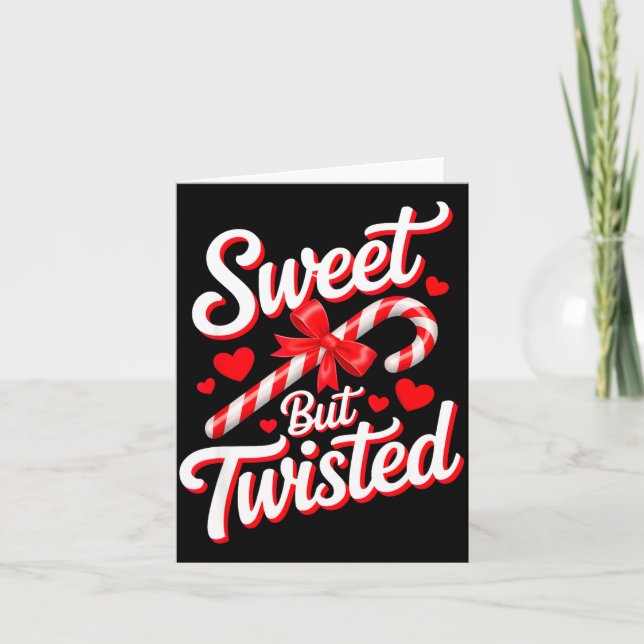 Sweet But Twisted Funny Christmas Candy Cane Xmas  Kort (Framsida)