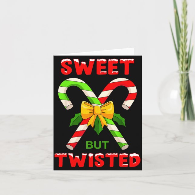 Sweet But Twisted Funny Christmas Candy Cane Xmas  Kort (Framsida)