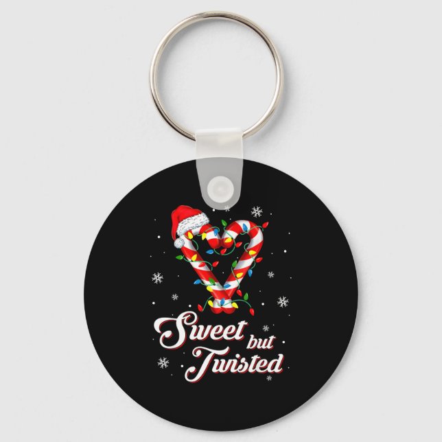 Sweet But Twisted Funny Christmas Candy Cane Xmas  Nyckelring (Framsida)