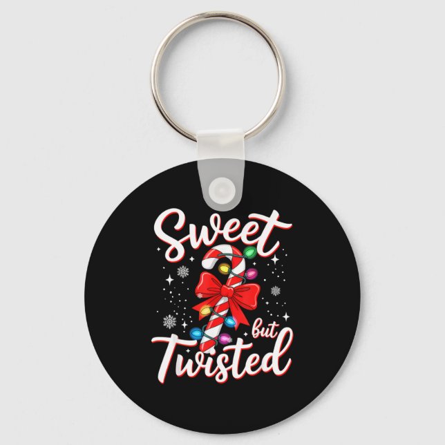 Sweet But Twisted Funny Christmas Candy Cane Xmas  Nyckelring (Framsida)