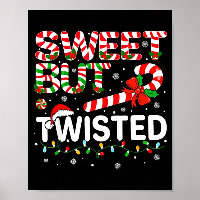 Sweet But Twisted Funny Christmas Candy Cane Xmas  Poster (Framsidan)