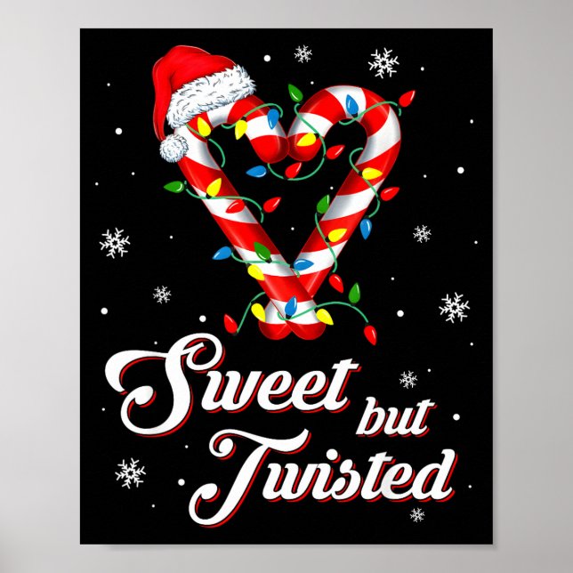 Sweet But Twisted Funny Christmas Candy Cane Xmas  Poster (Framsidan)