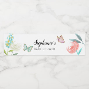 Sweet Butterfly Garden Baby Shower Vattenflaskor Etikett