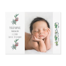 Sweet Cactus Baby Birth Photo Announcement