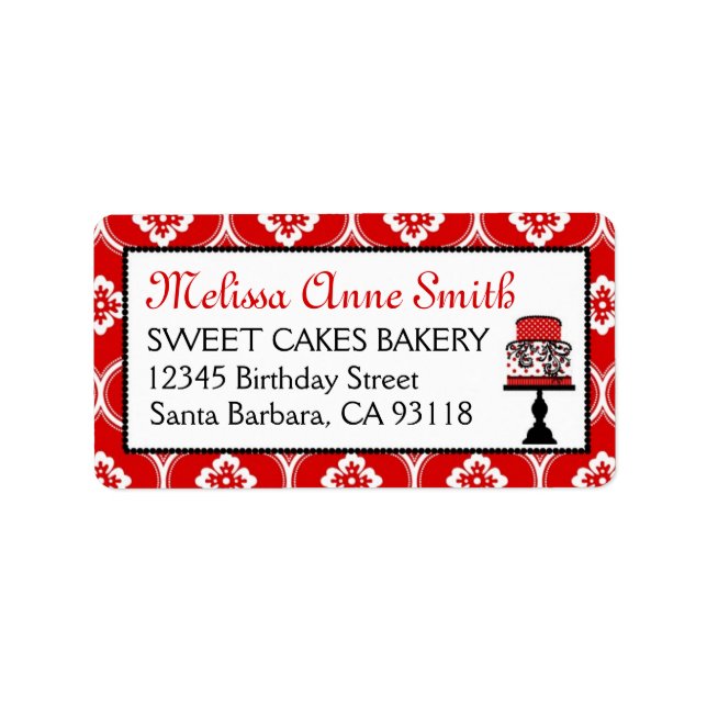 Sweet Cake Address Label Red Adressetikett (Framsidan)