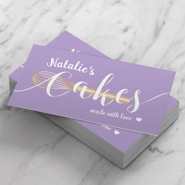 Sweet Cake Bakery Cute Typography Lavender Visitkort (Skapare uppladdad)